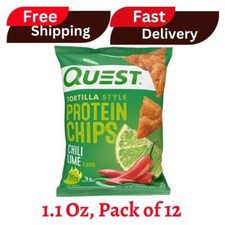 Quest Nutrition Tortilla Style Protein Chips,Chili Lime, Baked,1.1 Oz, Pack of12