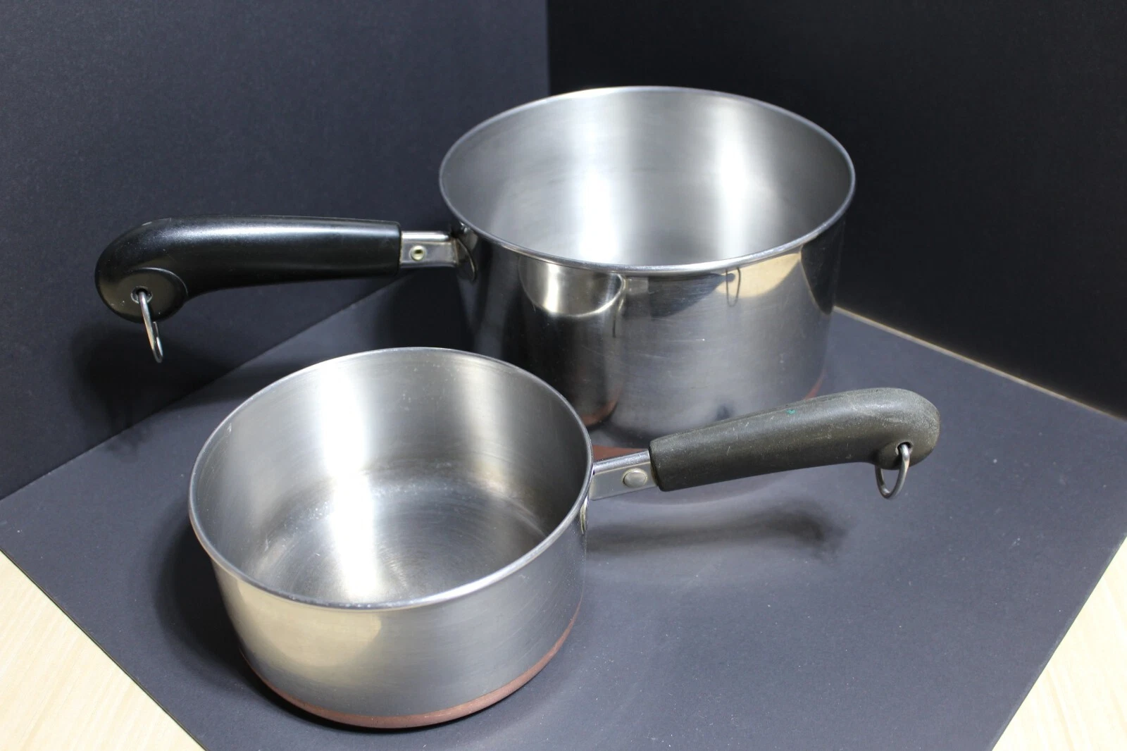 Revere Ware Copper Clad 1qt and 3qt Sauce Pan - No Lids - Indonesia and China