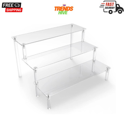 Acrylic Display Risers,Clear Display Risers Stand Small Mini Shelf 3 Tiered Cupc
