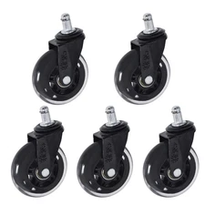 5 Pcs 3 Inch Office Chair Caster Rubber Swivel Wheels Replacement Heavy Duty