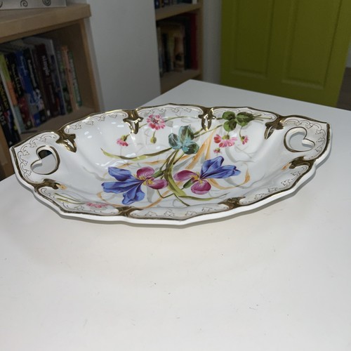 C T Carl Tielsch Altwasser handbemalt floral Servierschale Goldrand - Bild 2 von 4