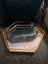 gold mirrored tray hexagonal shape