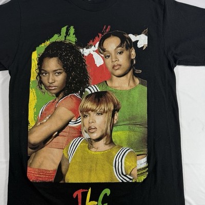 Vintage TLC Graphic T-Shirt Photo Print Neon Logo Small R&B Group