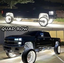 JHB Set (4) 17.5" QUAD ROW Strobes PURE WHITE Truck LED Wheel Ring Rim Lights