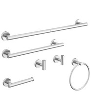 6 Pcs Chrome Bathroom Hardware Accessories Set SUS304 Stainless Steel Towel Rack