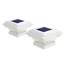 Home Zone Security 2 Pack Solar Post Cap Lights 12 Lumens ELI1243G White