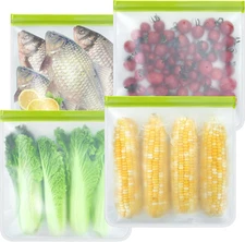 4 Pack Reusable Gallon Freezer Bags,Silicone Bags Reusable Storage Baggies,Food 