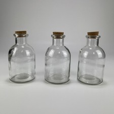 Crafter's Clear Glass Bottles with Cork Stoppers 6.5 Inch Set Of 3