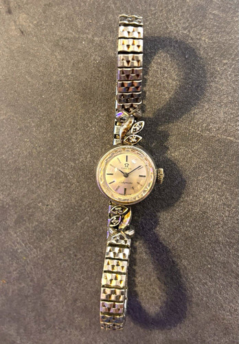 Vintage 1960s Omega Ladymatic 14K White Gold & Diamond Watch – RUNNING AS-IS