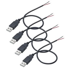 4Pcs USB A Male 2 Pin Bare Wire 30CM, A to 2