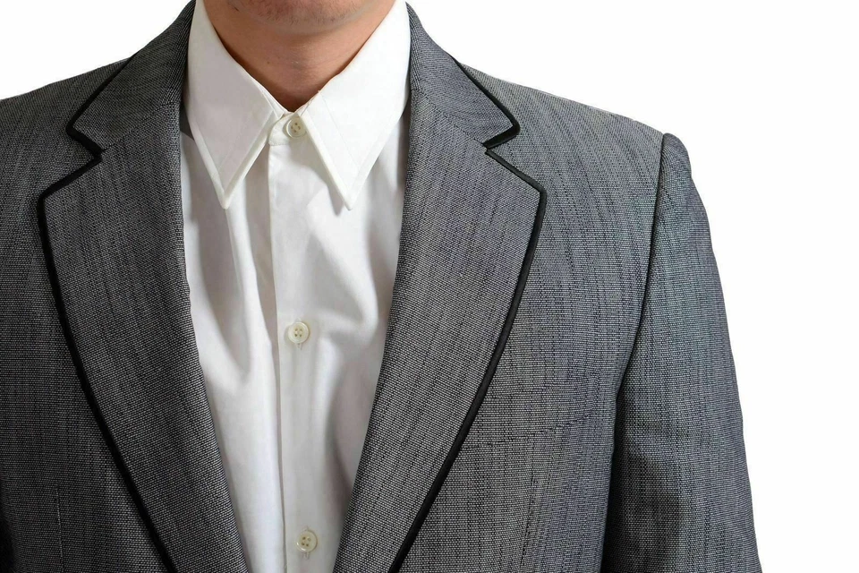 Blazer para hombre Maison Margiela 14 gris seda dos botones a medida a mano EE. UU. 38 IT 48 Foto 3 de 4