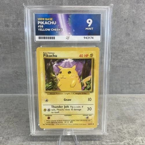 Pikachu Base Set Yellow Cheeks 58/102 Common Unlimited ACE 9 MINT Pokemon TCG