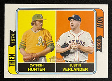 2023 Topps Heritage Then and Now Justin Verlander, Catfish Hunter #TAN-14