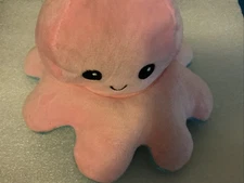 TeeTurtle Reversible Octopus Plush Happy Mad Mood Soft Stuffed Animal Pink Blue