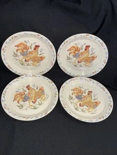 Corelle Corning Country Morning Chickens Luncheon Plate 8.5" Set/4 Granny Farm