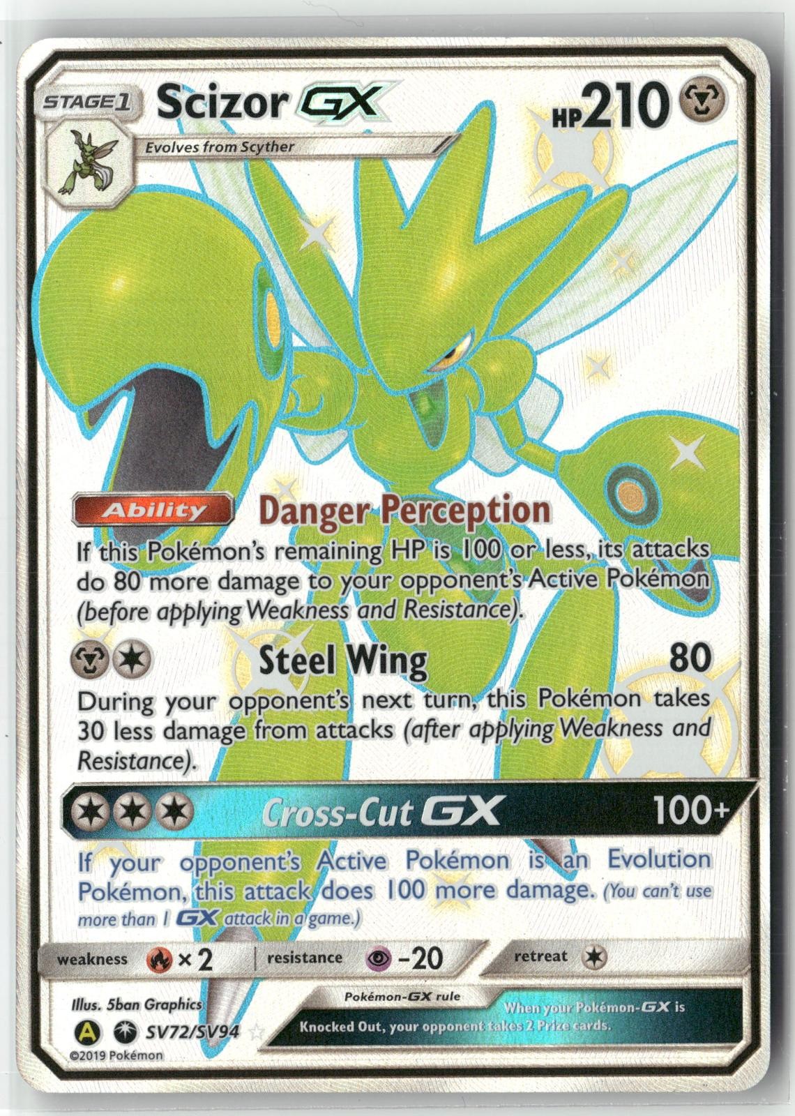 Scizor GX SV72/SV94 Shiny GX Rare Hidden Fates Shiny Vault Pokemon Holo NM