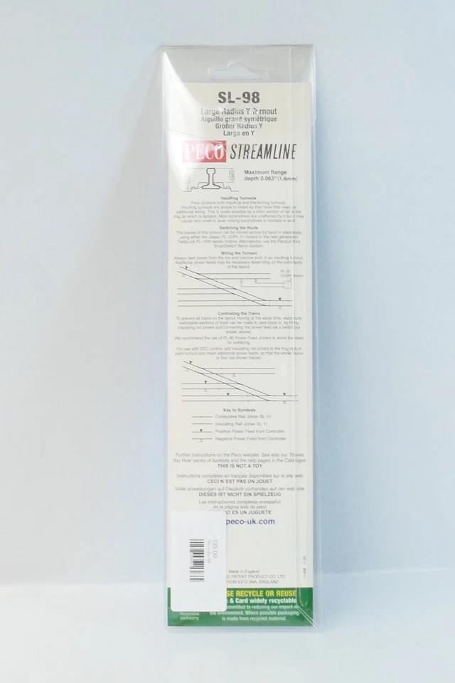 Peco SL-98 HO Scale Track PECO Streamline Large Radius Y Turnout Insulfrog - Image 2 of 2