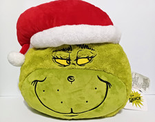 Dr. Seuss Large Christmas Grinch Head Plush Pillow 16"x15" NEW