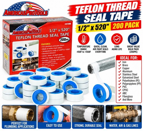 Teflon Tape, Industrial Sealant Tape, Threaded Pipe Tape, Plumbing Tape, 520x1/2