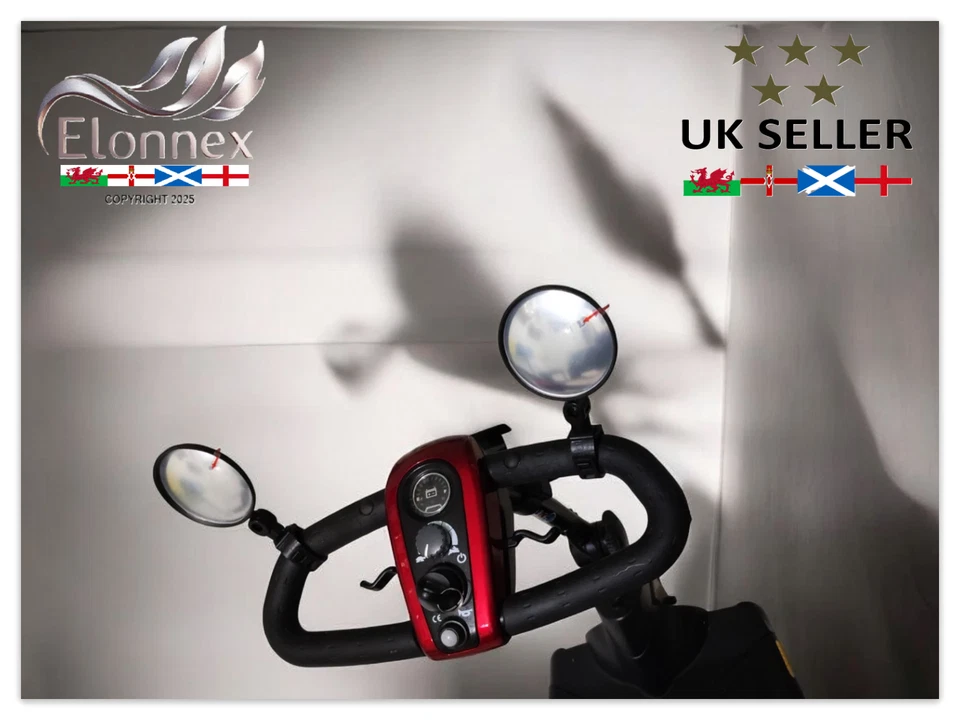 ELONNEX FLACHE CLIP-ON-SPIEGEL FÜR MOBILITÄTSROLLER ANKLAPPBAR FÜR PRIDE GO GO UND ÄHNLICHES