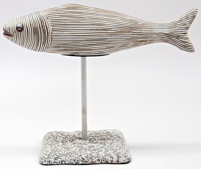 Porcelain Fish On Stand Sculpture Figurine Brown Nautical Stoneware Statue 8 5 Ebay ebay