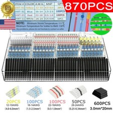 870Pcs Waterproof Heat Shrink Wire Connectors Butt Terminals Solder Seal Sleeve
