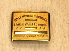 BELT BUCKLE VINTAGE MOST IMPROVED BOWLING AVERAGE BRASS ABC LEAGUE AWARD