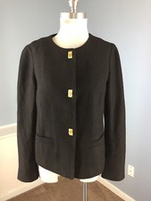 Talbots S 6 Black Boiled Wool blend Blazer jacket Excellent Cute Classic
