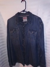 Pre Owned Wrangler Denim Button Up Shirt Long Sleeve Size 2XL