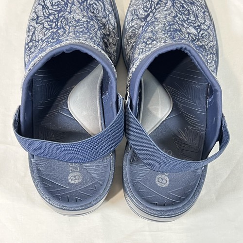 Bzees Womens Kitty Clogs Shoes Blue Floral Elastic Low Heel Slingback Wedge 10.5 - 第 11/13 張圖片