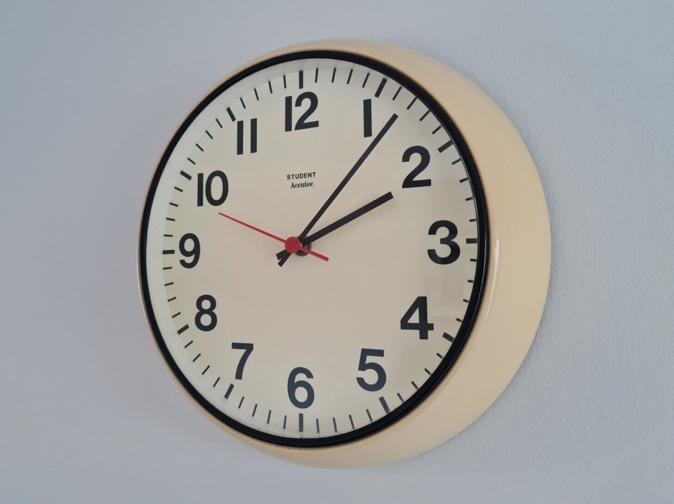 Vintage 1980 Accutec Wall Clock Retro Post Office School College