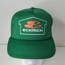 Eckrich VTG Logo Hat Cap Snapback Trucker Mesh Grocery Meat Brand Hot Dog Green