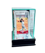 Glass Graded Card Display Case UV Protected Glass & Real Wood PSA Card Showcase