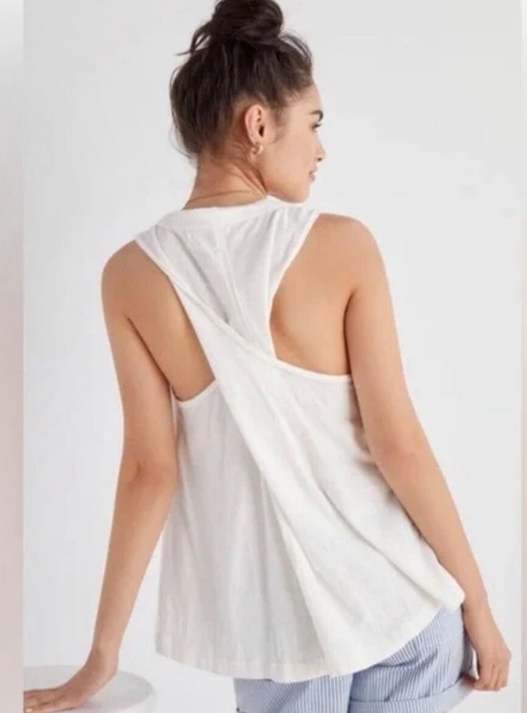 PILCRO Anthropologie Cotton Twist-Back Tank Top Size XL