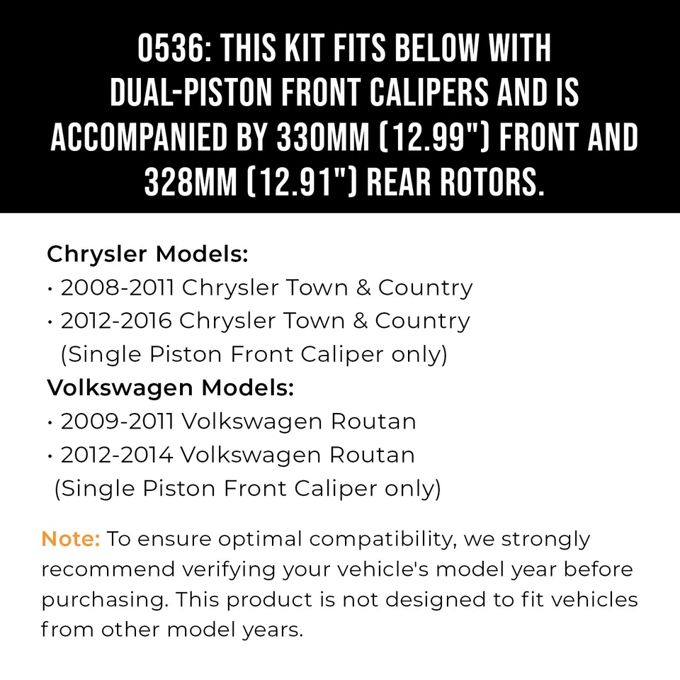 Front & Rear Drilled Slotted Rotors + Pads for Dodge Grand Caravan Town&Country Foto 2 de 4