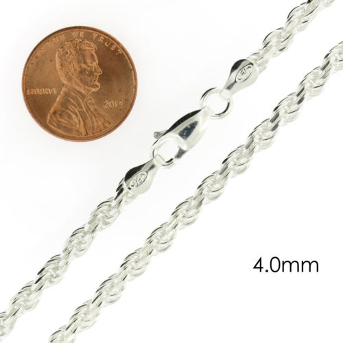 Echte massive Sterling Silber Diamantschliff Seil Kette Herren Jungen Armband oder Halskette - Bild 10 von 12