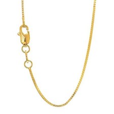 14k Solid Gold Yellow, Rose Or White 0.6mm Box Chain Necklace 16" 18" 20" 24"