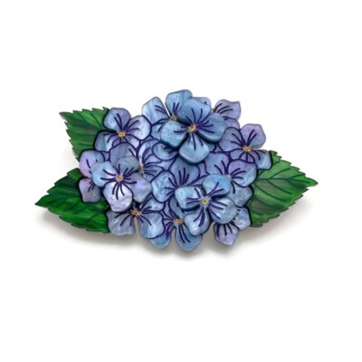 Blue Hydrangea Flower Brooch, Cute Spring Floral Bloom Pin, Plant Garden Jewelry