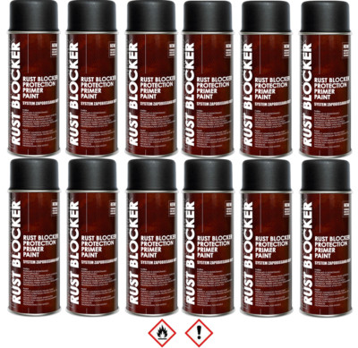 12 x 400 ml Rust Blocker 4in1 Metallschutzlack Rost Schutz schwarz matt RAL 9005