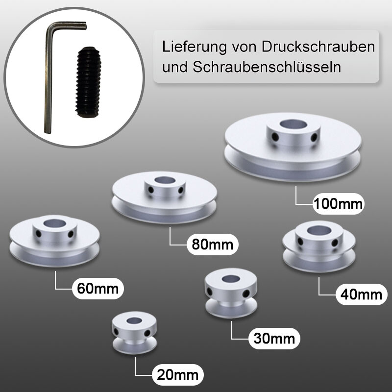 Ribimex Aluminium-Riemenscheibe 120 mm für Welle 24 mm, leicht und Ribimex Aluminium-Riemenscheibe 120 mm für Welle 24 mm, leicht und