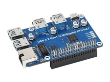 Waveshare USB 3.2 Gen1 And Gigabit Ethernet HUB HAT for Raspberry Pi 3x USB