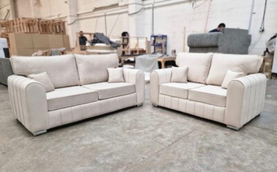 Special Offer Luxury Lilly Sofa Cream Plush 3+2 Set UK