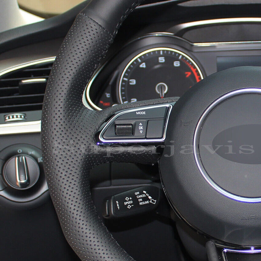 Hand Sewn PU Leather Steering Wheel Stitch on Cover For Audi A1 A3 A4 2015-16 - Image 4 of 4