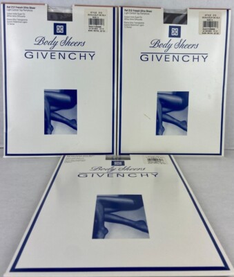 Givenchy Body Sheers Pantyhose Lot (3) Style 212 Size D Beaucoup de Black New