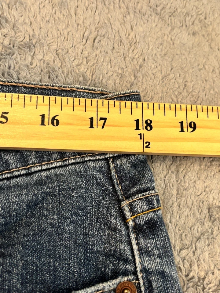 Pantalones de mezclilla STAMP 10 para mujer 12 recortados azules pierna recta 5 bolsillos diseño clásico Foto 3 de 4