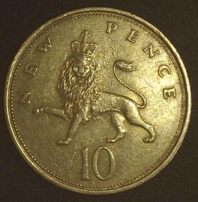 Moneda de 10 peniques Reino Unido 1968 nueva con múltiples troqueles como nueva error reverso Foto 3 de 4