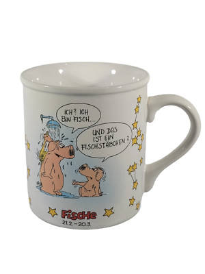 Uli Stein Sternzeichen Tasse Fische Sammler 1987 Kaffee Tee Becher Henkeltasse