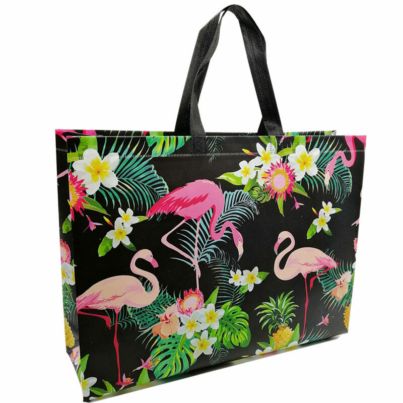 Reusable Shopping Bag Pouch Travel Flamingo Printed Non-woven