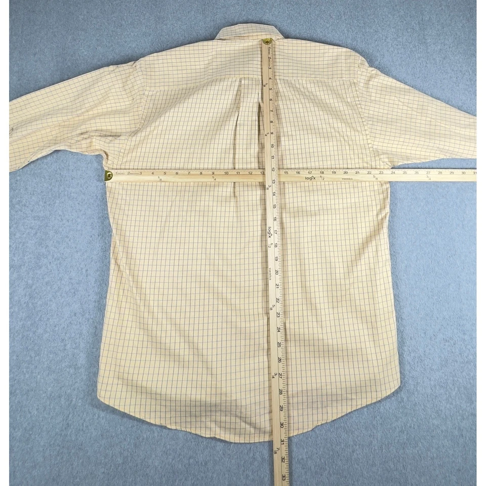 Gitman Bros Shirt Men's M Blue Yellow Plaid Cotton USA Gleghorn Long Sleeve - Image 3 of 4