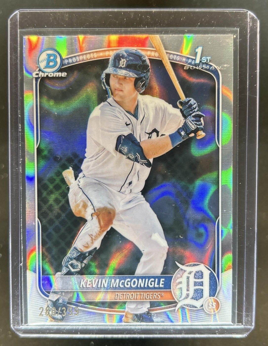 2025 Bowman Kevin McGonigle Chrome Lava Refractor 1st Prospect #/399 Tigers